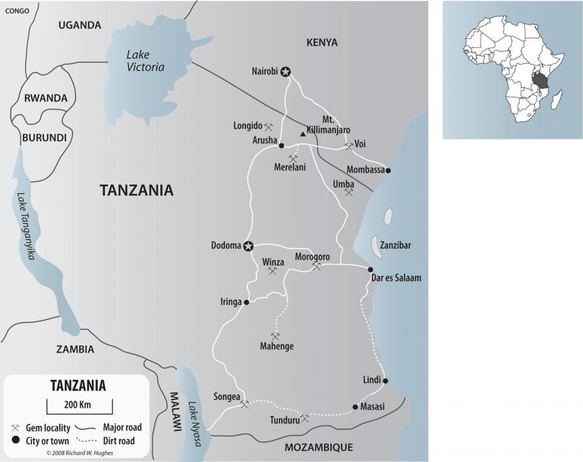 地図のタンザニア金鉱山