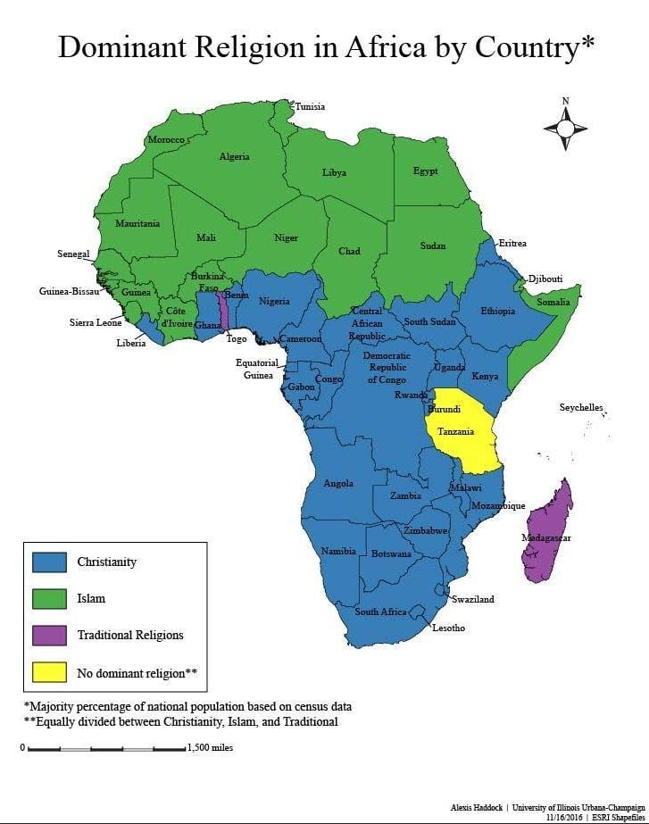 地図のタンザニアの宗教