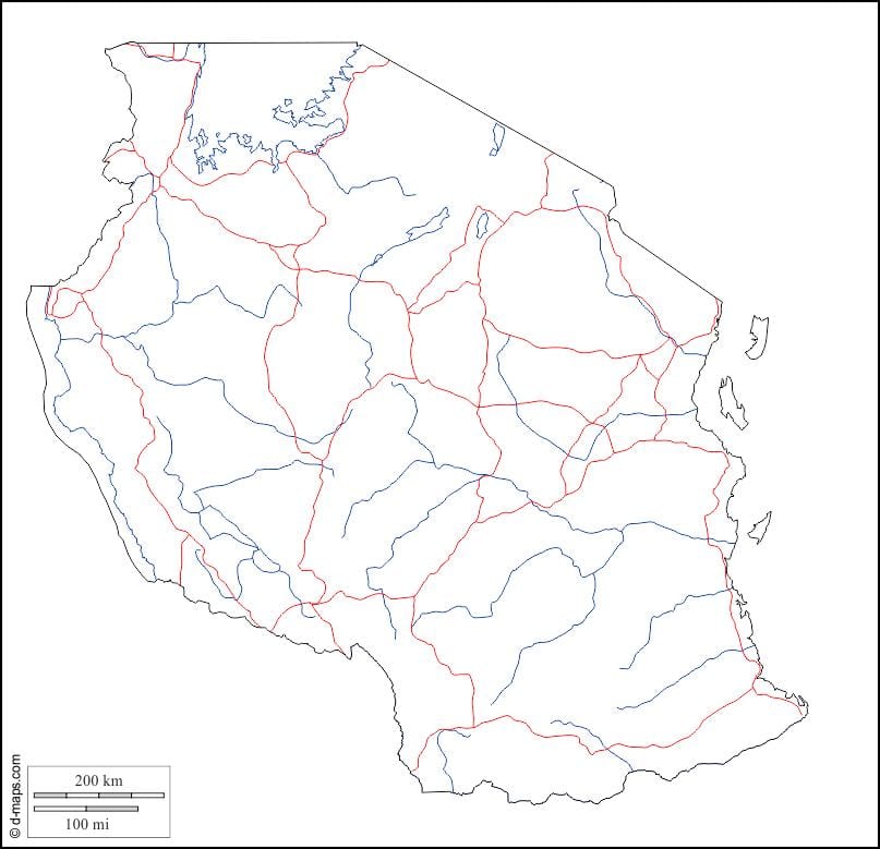 白地図のタンザニア