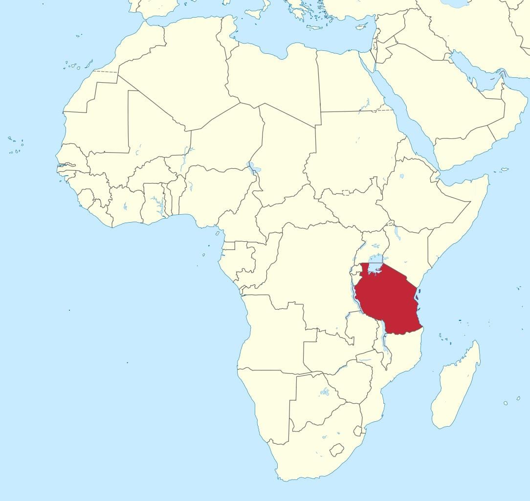 タンザニア、アフリカの地図