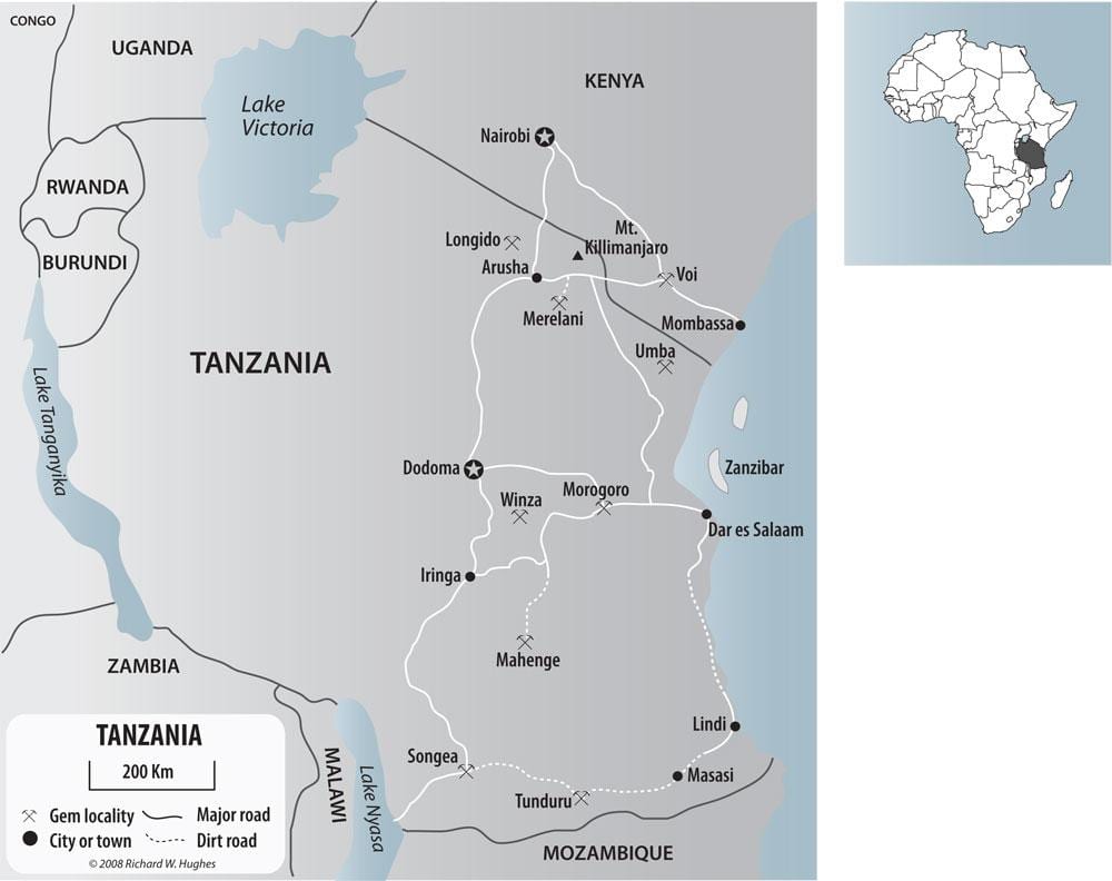 地図のタンザニア金鉱山