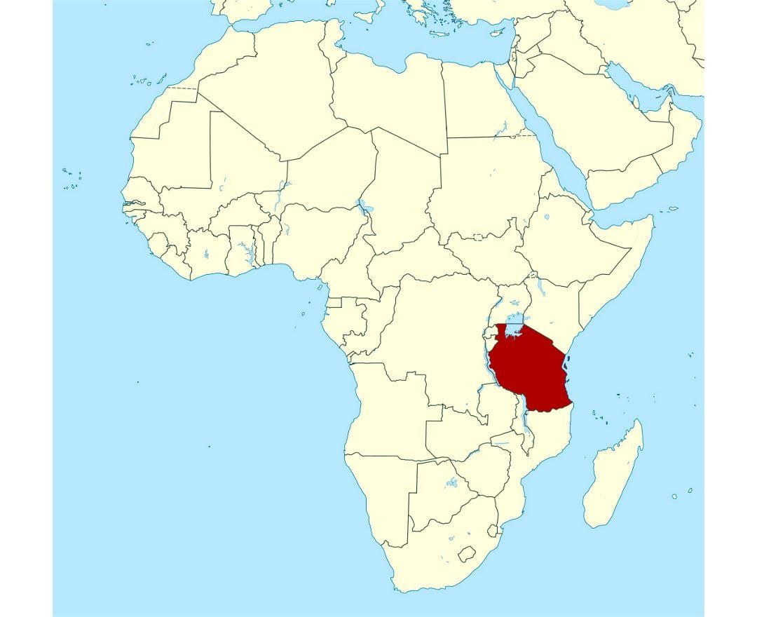 地図の場所のタンザニアの世界 