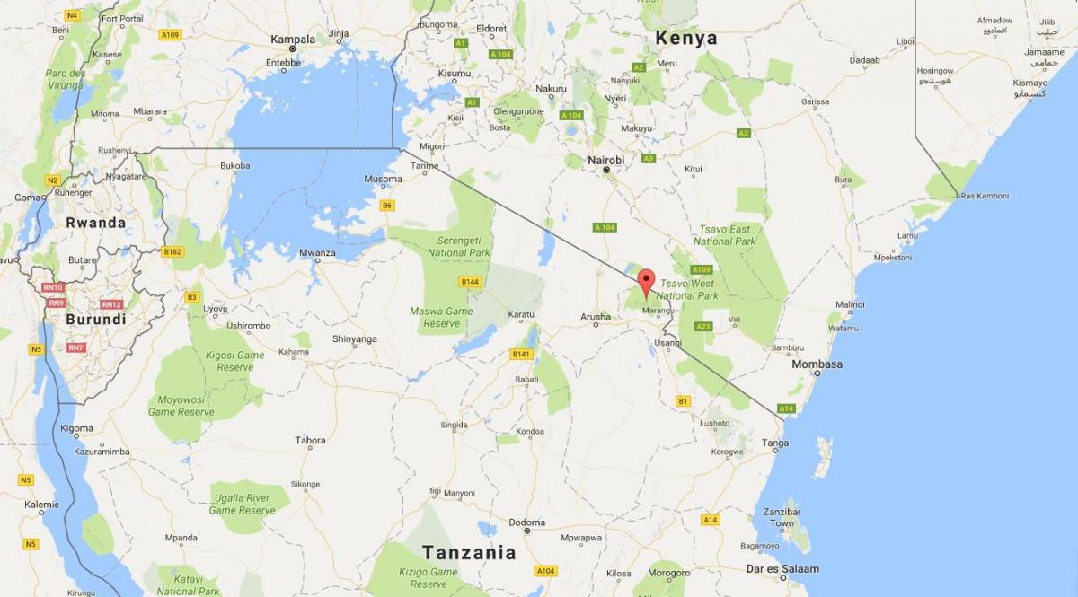 タンザニアの場所が世界の地図