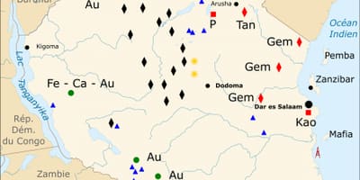 地図のタンザニアで天然資源