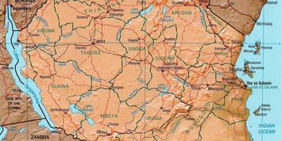 タンザニアの地理的地図