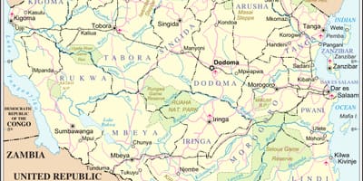 地図のタンザニアの河川