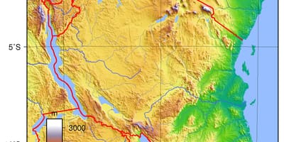 タンザニアの地形図