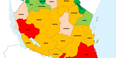 タンザニア人口密度の地図