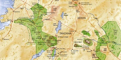 地図のタンザニア北部
