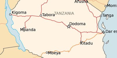 地図のタンザニア鉄道