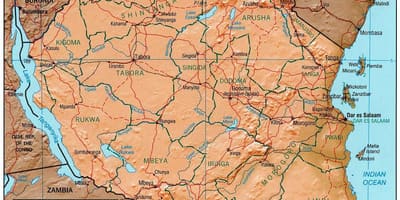 地図のタンザニアを示す史跡