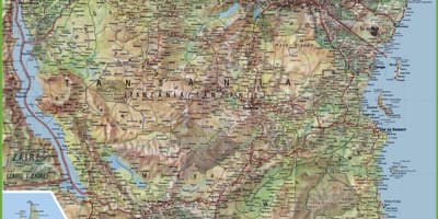 地図の詳細なタンザニア