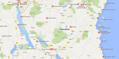 地図のタンザニアの空港 